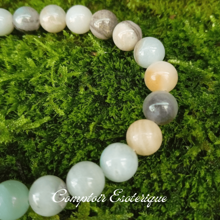 Bracelet Amazonite Naturelle – Pierre Bleue, Bon Côté, Sommeil, Immunité, Neuf