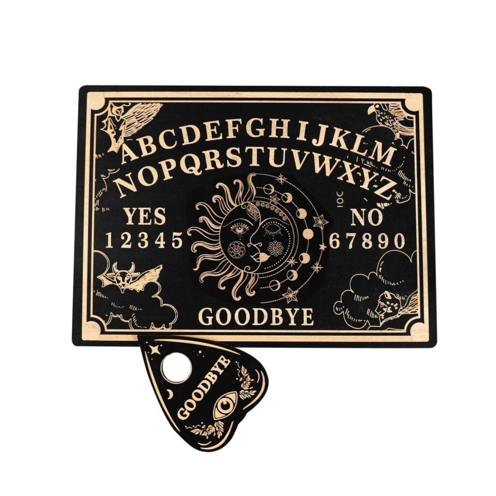 Planche Ouija En Bois Français - Table Esprit Avec Goutte Et Symboles De Protection - 40x30 Cm