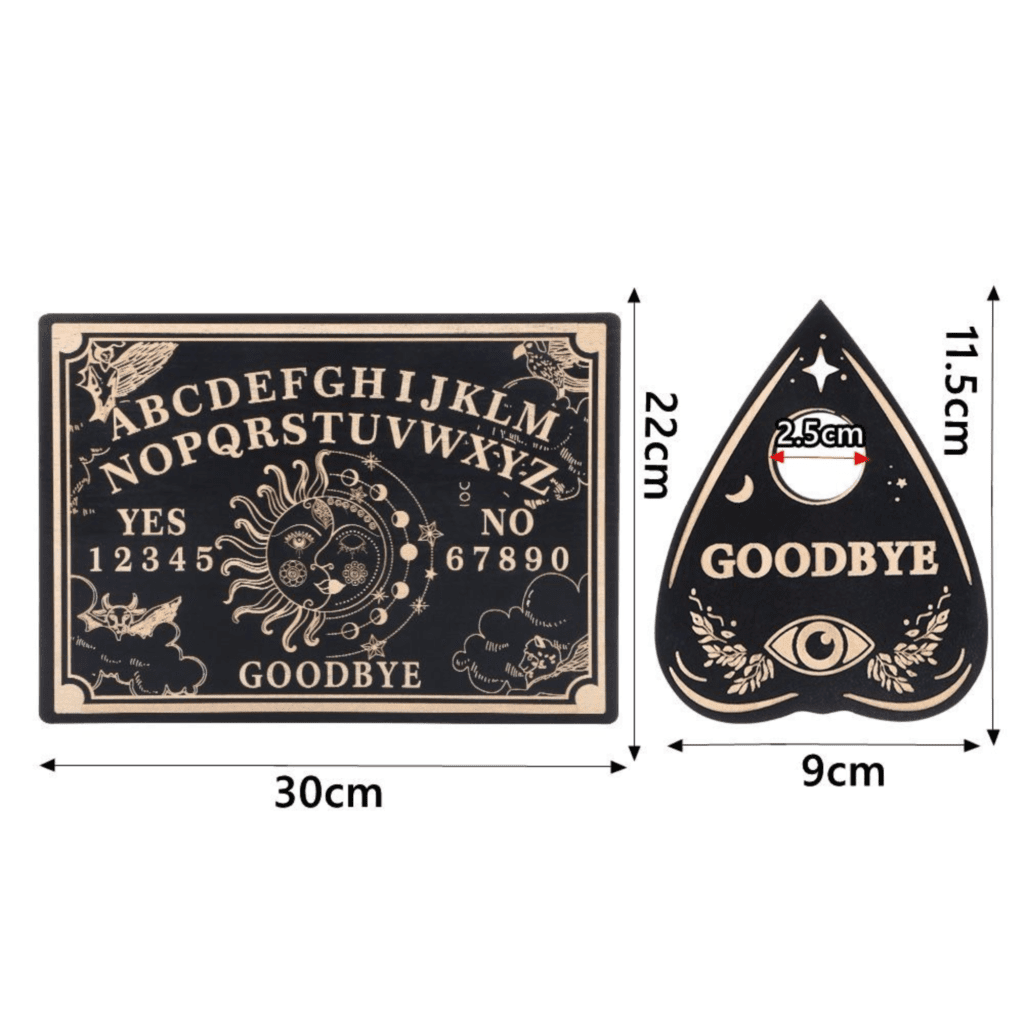 Planche Ouija Miniature En Bois Massif – Petit Spirit Board Vintage Avec Planchette – Déco Mystérieuse Pour Halloween