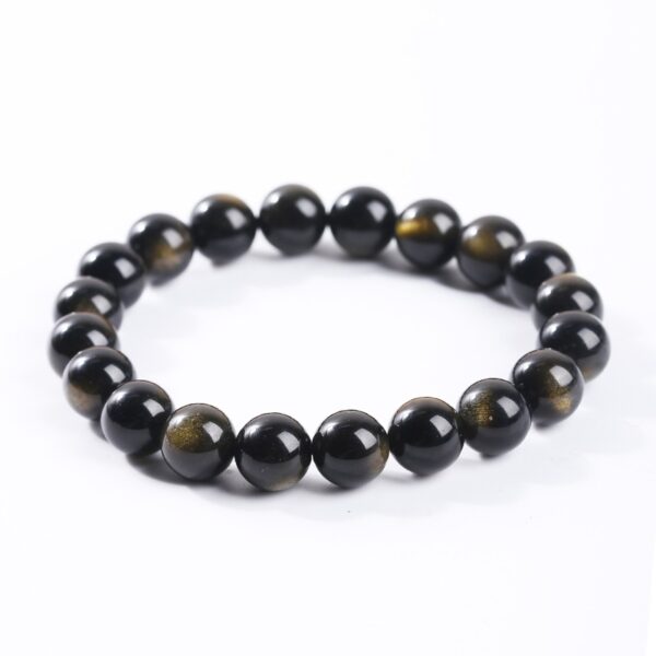 Bracelet En Obsidienne Dorée Naturelle - Pierre Fine Pour Femme Et Homme - Cadeau Bien-être Et Anniversaire - Atelier La Trouvaille